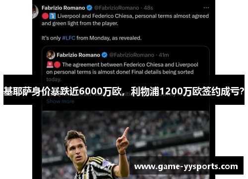 基耶萨身价暴跌近6000万欧，利物浦1200万欧签约成亏？